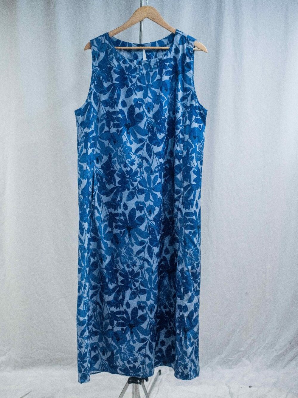 RipSkirt Hawaii Blue Palm Print Long Maxi Sun Dress